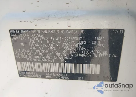 2014 Toyota Rav4 Le from USA, damaged, VIN 2T3ZFREV4EW078458